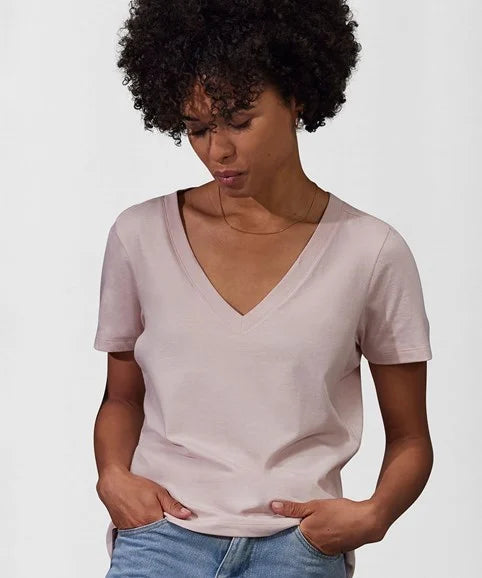 Custom Printed Women's V-Neck T-Shirt – B&C #E150 V 100% Cotton