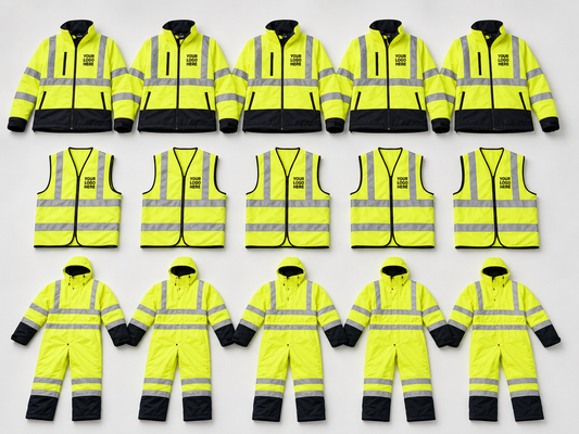 Hi-Vis Winter Package — 1 Softshell, 1 Gilet & 1 Waterproof Suit (Team of 5)