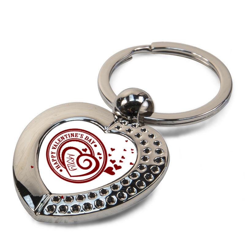 Metal Heart Photo Keyring - Silver