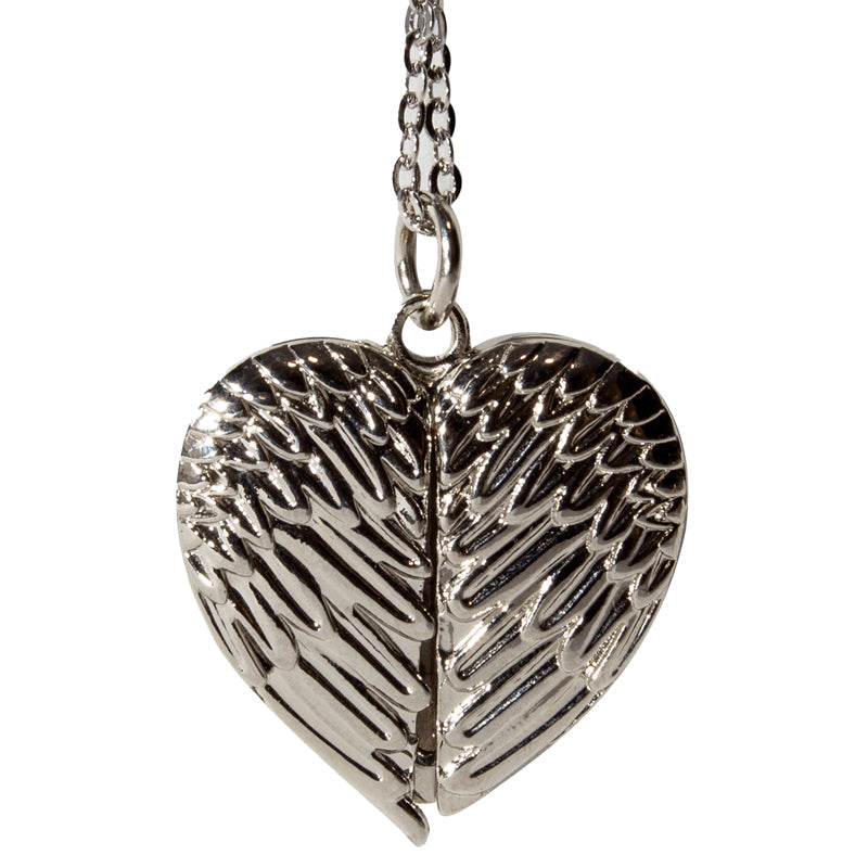 Angel Wings Locket Necklace - Silver