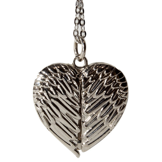 Angel Wings Locket Necklace - Silver
