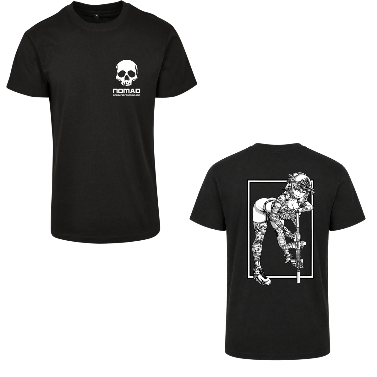Nomad Operations Command Mercedes T-shirt in black, front and back