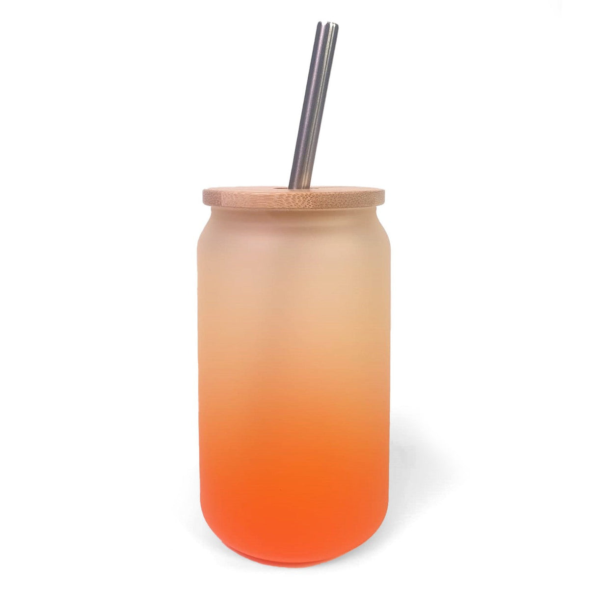 Gradient Glass Tumbler with Bamboo Lid - Orange (13oz)