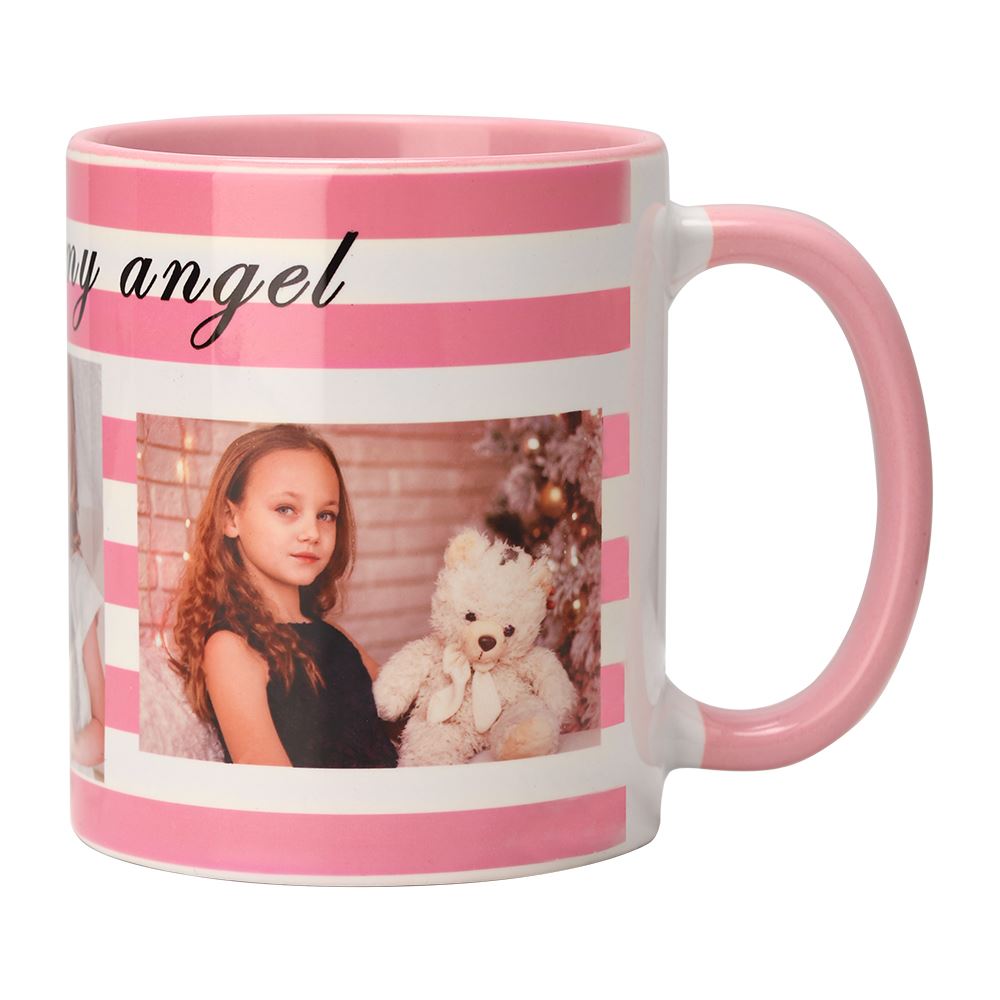 11oz Colour Inner & Handle Mug - Pink