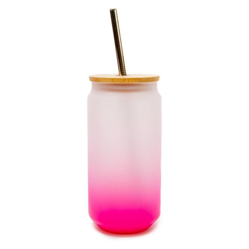 Gradient Glass Tumbler with Bamboo Lid - Purple (18oz)